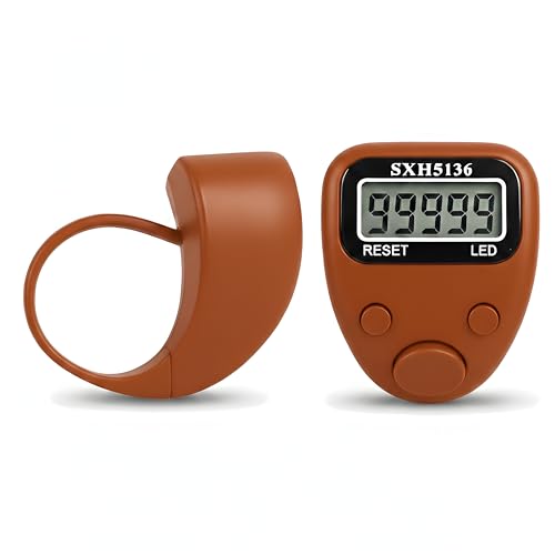 Image of Digital Hand Tally Counter with Finger Ring,5-Digit LED Display,Reset Button (Model No.506) (Brown)