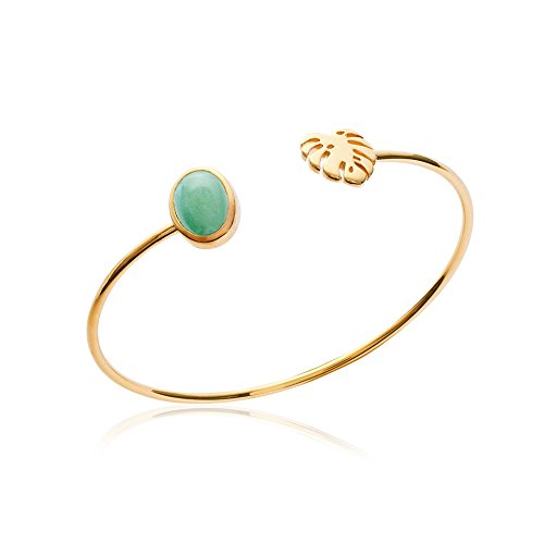 Bracelet jonc Miami plaqué or et aventurine véritable de haute joaillerie