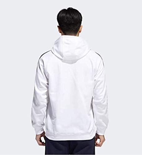 adidas mens Essentials 3-Stripes Pullover Hoodie White/Black2