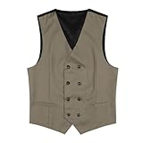 youthup gilet da abito da uomo in doppiopetto slim fit elegante panciotto formale da cerimonia marrone chiaro, s