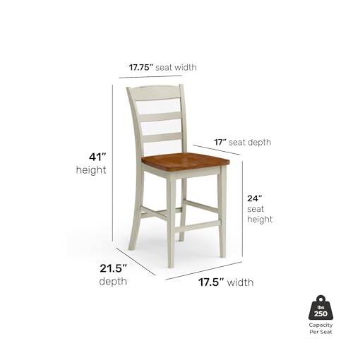 Home-Styles-Solid-Wood-Counter-Bar-Stool-24-inch-High-Monarch-Antique-White-with-Distressed-Oak-Finish-Contoured-Seat-Curved-Legs-Shabby-Chic-Style Home Styles Solid Wood Counter Bar Stool 24 inch High Monarch Antique White with Distressed Oak Finish Contoured Seat Curved Legs Shabby Chic Style
