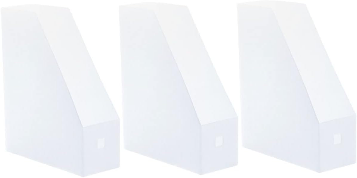 EXCEART 3-Pack Plastic File Storage Rack Office Document Organizer Desktop File Sorter Clear White Modern 10.63" x 3.54" x 9.00cm