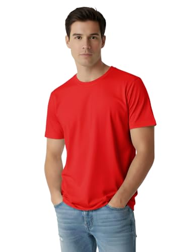 Image of Men's 100% Cotton Casual T-Shirt, Soft Breathable Crew Neck Short Sleeve Tee