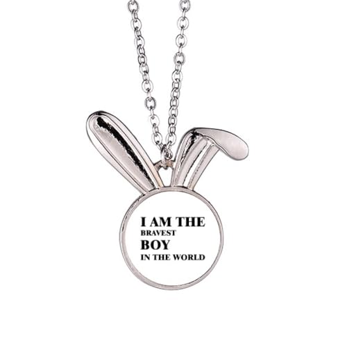 Collier pendentif lapin Art déco I Am The Bravest Boy en argent