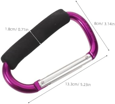 Toyvian 2pcs Stroller Hooks for Hanging Bags and Luggage, Aluminum Alloy and Sponge Material, Portable Large Carabiner Clip for Stroller and Wheelchair, Versatile Hanging Solution