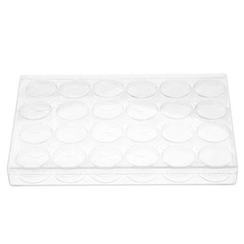 Rectangle Clear Plastic Jewelry Beads Ring Storage Box Organizer Display Case Set Round Bottle Container Tiny Jars (24lattices)