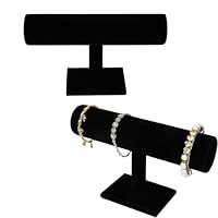 Ziyonix 2 Pack Bracelet Display Stands, Black Velvet Watch Holder, T-Bar Jewelry Display for Selling Organization Storage, Organiser Rack for Jewelry Bracelet Watch Display
