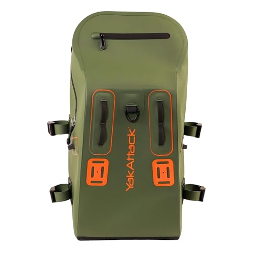 Mochila impermeable YakAttack 28L DryPak - Verde/Naranja - 10" x 22" x 12"