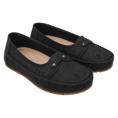 Zapatos planos de cuero para mujer cómodos y ligeros sin cordones