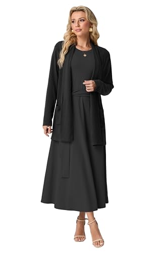 GRECERELLE Womens 2025 Fall Winter Casual Shawl Neck Long Sleeve Relaxed Fit Open Front Cardigan with Pockets (XS - 3XL)4