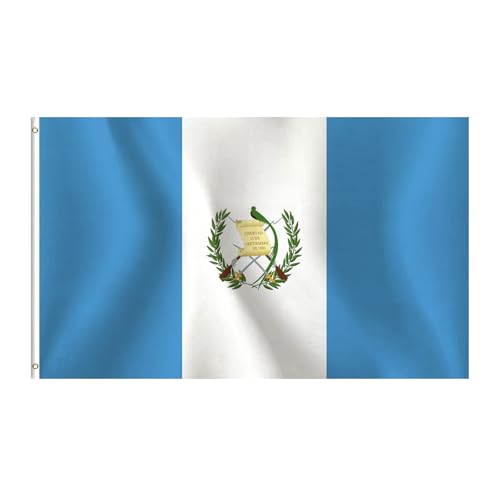 Guatemalan Flag 3x5 Ft for Outside Guatemala Flag with Brass Grommets Fade Resistant Polyester for Indoor Outdoor Decor Home Porch Wall Garden Events