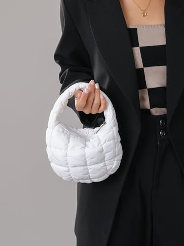 Image of Quilted MINI Handbag and Purses Women Puffer Nylon Hobo Cotton Padded Purse Work Travel Lightweight