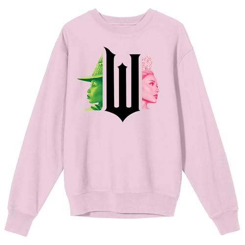 Bioworld Wicked Part 1 W Character Graphics Womens Cradle Pink Crew Neck Long Sleeve Sweatshirt-XL