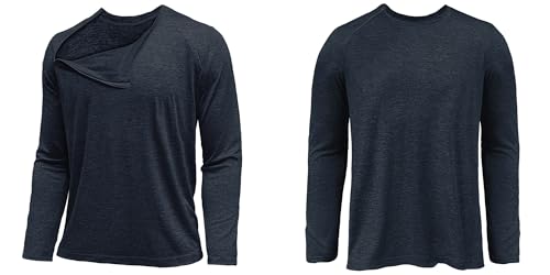 Chemo Shirt for Port Access Women Chemotherapy Chest Port Access Long Sleeve Shirt Men Side Zippers Full Open Chemo Clothing2