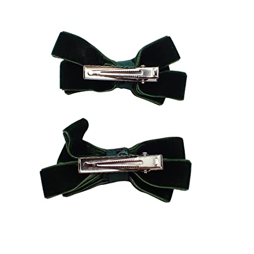 Topkids Accessories 2pc Back to School Velvet Hair Bows Set Stylish Girls Clip-In Hair Bow Accessories Hair Clips School Uniform Hair Slide Girls - Image 2