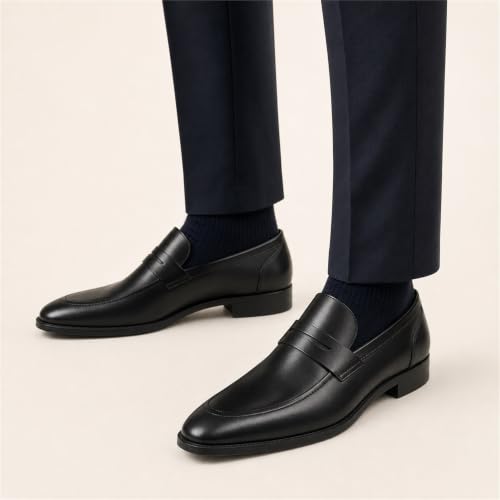 Image of GIFENNSE Men's Dress Shoes Slip-On Loafers Formal Leather Shoes for Men