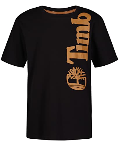 Timberland Boys' Short Sleeve Graphic Crew Neck T-Shirt, Over Shoulder Black/Wheat, 14-16 #TOP21