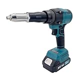 Akku Nietzange, Bürstenlose Elektrische Nietmutternpistole mit 2 Akkus, Automatischer Popnietenzange für 2.4-4.8 mm Blindnieten