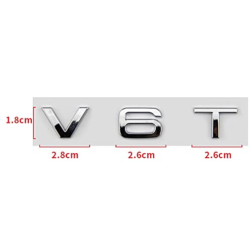 Image of 2pcs Chrome ABS Letter Number V6T Emblem for AUD Car Styling Side Badge Discharge Logo Sticker