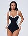 SUUKSESS Womens Tummy Control Slimming One Piece Swimsuits Sexy V Neck Crisscross Back Bathing Suits Push up Swimwear(Black,Large)