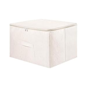 Caja de almacenamiento de tela de 41 litros, cesta de almacenamiento con tapa, contenedor de ropa con cremallera, caja para ropa 45×35×26cm
