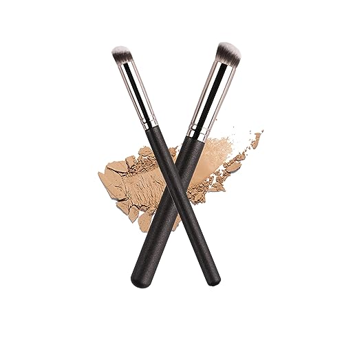 Ksvsonrvi Concealer Brush Set, 2 PCS Medium + Small Size Set Under Eye Angled Head Kabuki Nose Contour Brush for Concealing Blending Setting Buffing