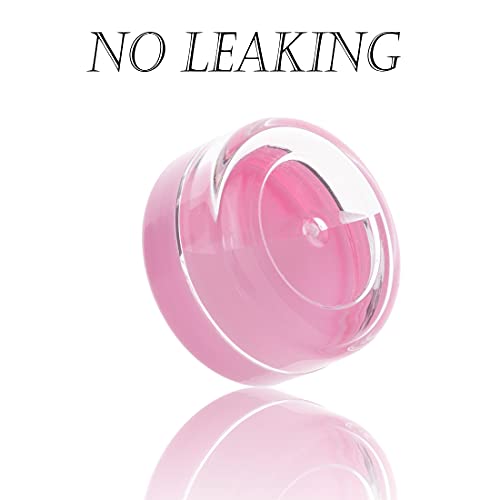 ZEJIA 3 Gram Sample Containers with Lids, 75Pack Tiny Sample Jars with Labels, Mini Plastic Cosmetic Containers for Beauty Products, Lip Balms, Lotion, Powder (Pink Lids)