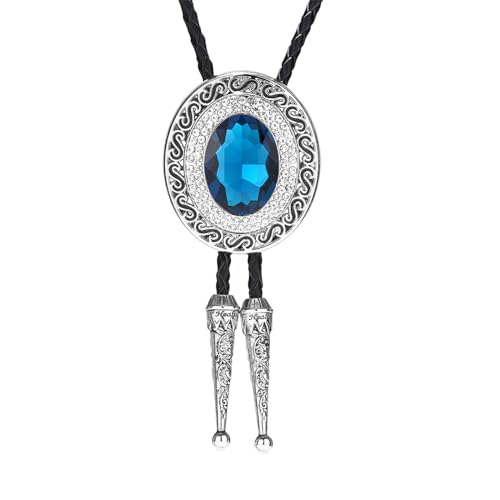 Image of Western Bolo Tie Cowboy Bolo Ties Rhinestone Necklace Bola Tie for Men Women