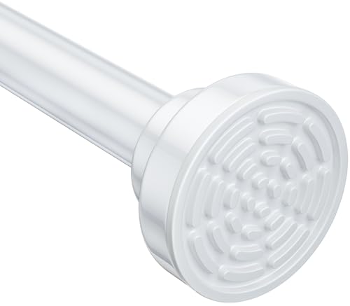 Image of Ausemku Shower Curtain Rod Tension - 26-76 Inch Never Rust Non-Slip Spring Tension Curtain Rod No Drilling Stainless Steel Curtain Rod Use Bathroom Kitchen(White)