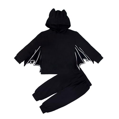 Magic Park 12M-8Y Baby Halloween Clothes Toddler Bat Outfits Kid Halloween Clothing Boy Girl Bat Hooded Tops Pants Winter Set
