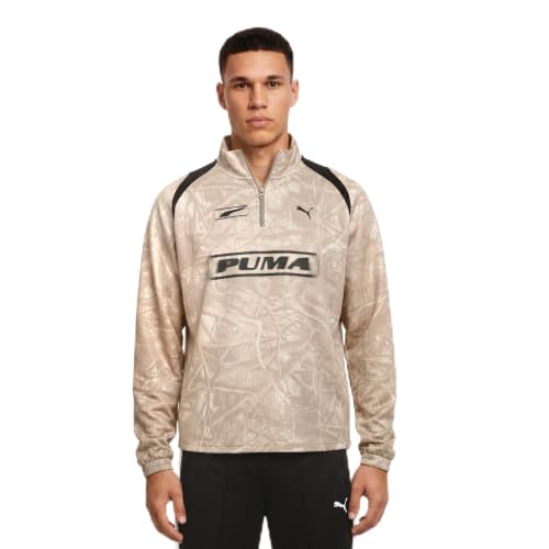 Image of Puma Men's PUMA Sport Camo AOP Double Knit Half Zip Crew Sweats (Pack of 1), Mousy Grey, XL