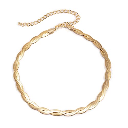 Daterkey Vintage Twisted Snake Gargantilla Collares Oro Collar Cadena Joyería Ajustable para Mujeres y Niñas