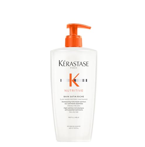 Kérastase Nutritive, Champú Hidratante, Para Cabello muy seco, Fortalece y repara, Con proteínas vegetales, Bain Satin Riche, 500 ml