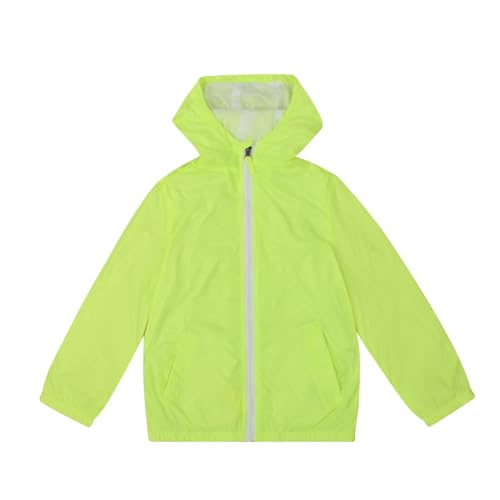 SNOW DREAMS Boys Waterproof Rain Jacket Windbreaker Lightweight Coat Kids Raincoat Outerwear Light Yellow Size 14