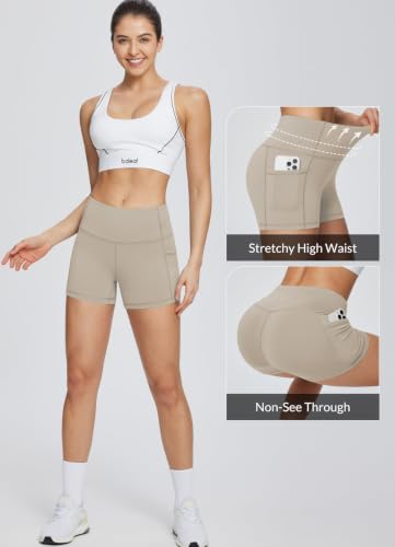 Image of baleaf Women's High Waist Biker Shorts with 3 Pockets