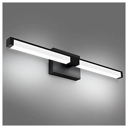OKELI Bathroom Vanity Light Black Dimmable Bathroom Light Fixtures Modern LED Vanity Light Bar for Bathroom 6000K Cool White 16W ETL Listed NO: 5014735