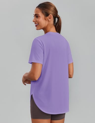 Image of PINSPARK Workout Tops for Women Short Sleeve Athletic Shirts UPF 50+ Quick Dry Running Outfits for Exercise Gym Hiking S-3XL