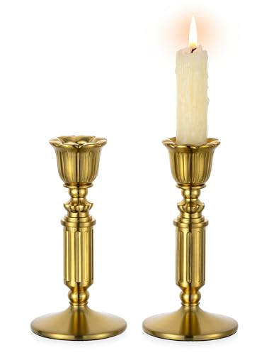 Vintage Kerzenständer kerzenhalter Stabkerzen Messing - Romadedi 2er Set...