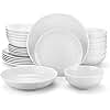 MALACASA Dinner Sets, 24-Piece Porcelain Plates and Bowls Set with 6-Piece Dinner Plate/Soup Plate/Side Plate/Cereal Bowl, Dinnerware Set Service for 6, Series Amelia