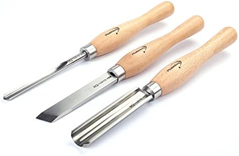 M2 HSS Cryogenic HRC63-65 Woodworking Turning Chisels (3 Pieces Set) Wood Lathe Tools Set