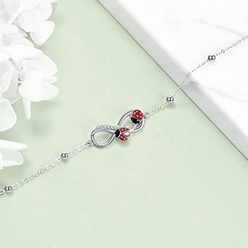 Image of POPLYKE Ladybug /Dragonfly /Bee /Paw Bracelet for Women Sterling SIlver Bracelet /Anklet Jewelry Gift for Women