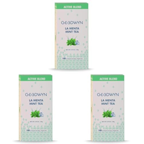 Image of Goodwyn Peppermint 100 Tea Bags - Caffeine-Free Herbal Tea with Real Peppermint Leaves | Refreshing, Relaxing & Supports Digestion | From Himalayan Foothills | Trusted by 1000+ Hotels (Pack of 3)