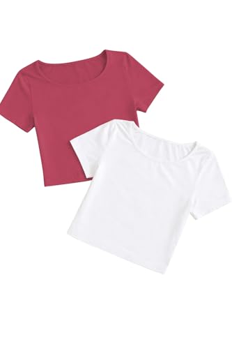 Image of KERI PERRY Tops for Women Crop Top for Women's Tank Activewear Tee Sports Work Out Wear Casual Round Neck Cotton Camisole Pack of 2