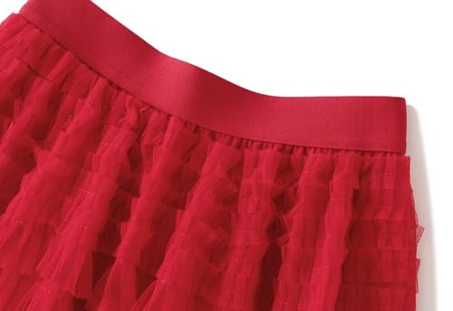 Women’s Multilayer Ruffles Tulle Skirt A-Line Fairy Midi Skirt High Waist Cake Dress Long Tutu Party Skirt 20252