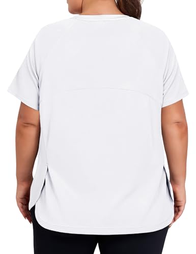 COOTRY Plus Size Workout Tops for Women Short Sleeve Athletic T Shirts Breathable Running Yoga Gym Tee with Side Slits3