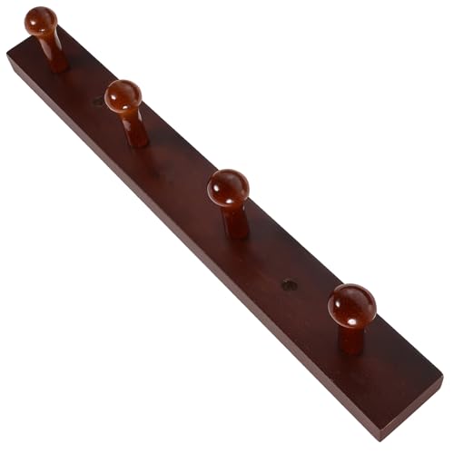 TOKIDNY Perchero de Madera Maciza para Pared 4 Ganchos Marrón, Gancho para Colgar Sombreros y Bufandas en Pasillo, Diseño Decorativo y Funcional