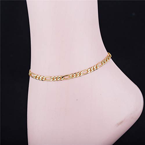 Kelistom Gold Anklet Bracelets For Women Men 14K White Gold Plated Cuban Link Herringbone Paperclip Figaro Chain Ankle Bracelets For Women #TOP2