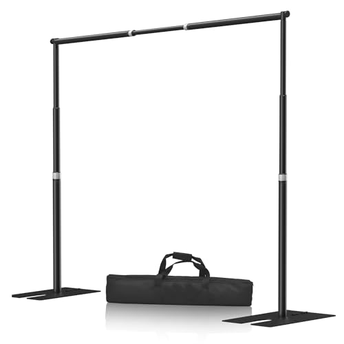Fotoumgl 10x10ft Pipe and Drape Stand Kit, Adjustable Heavy Duty Backdrop Stand with Metal Steel Flat Base, Large Extendable Sturdy Photo Background Stand Frame for Wedding Parties Banner Photography