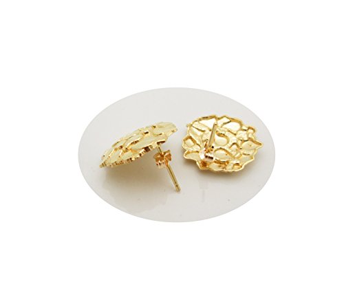Mens 10k Yellow Gold Nugget Earrings Round Nugget4