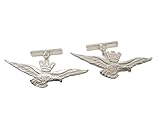 Argento 925 Aeronautica Militare Italiana : Gemelli in Argento 925 con l\' Aquila Simbolo - Brevetto Pilota Aereo - Aeroplano - Stemma